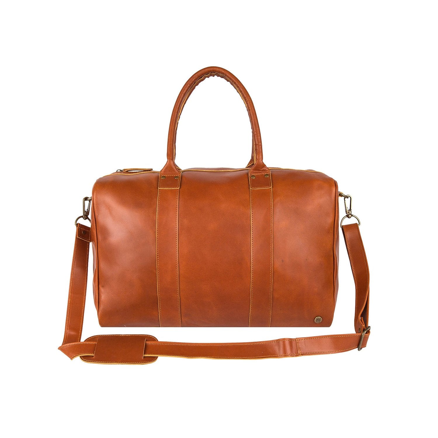 Personalized Large Full Grain Leather Weekend Bag in Brown – MAHI Leather