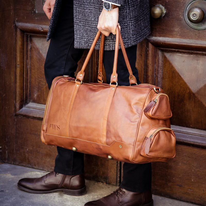 Premium Vintage Brown Leather Overnight Bag-Weekend Essentials For Him ...