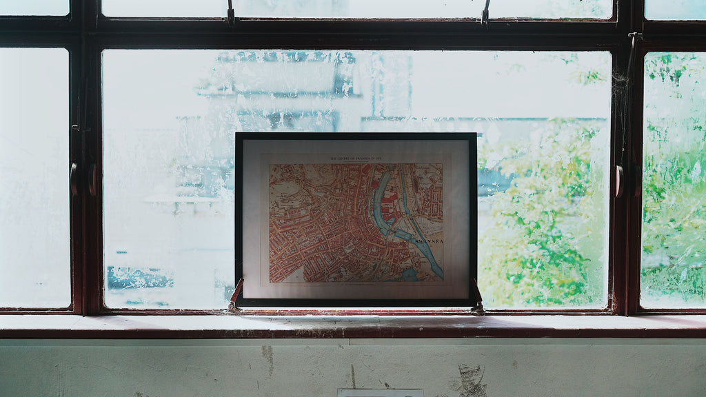 A map of Swansea inside Hacer Development's biophilic living project at Picton Yard, Swansea. 