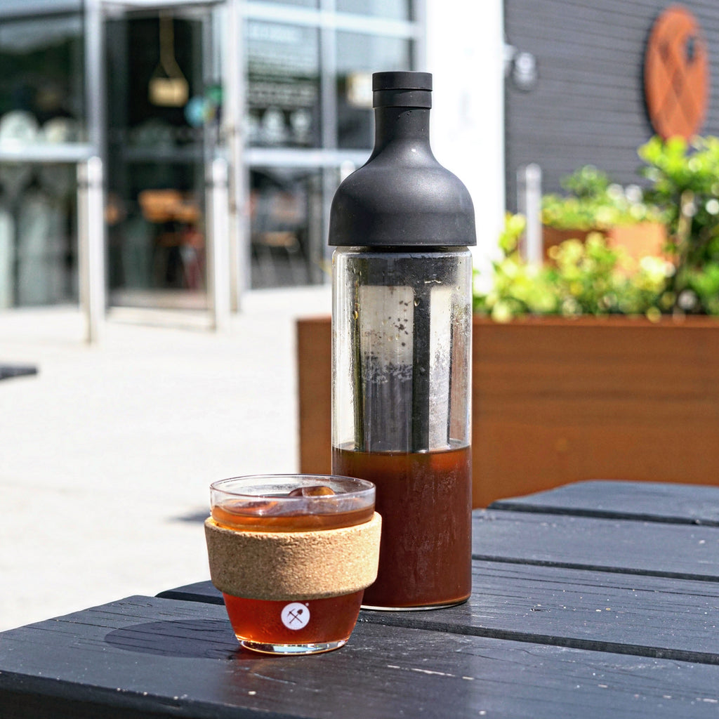 Cold brew made in Hario Cold Brew Bottle, poured into a Keepcup. Outside Coaltown Coffee Roastery 