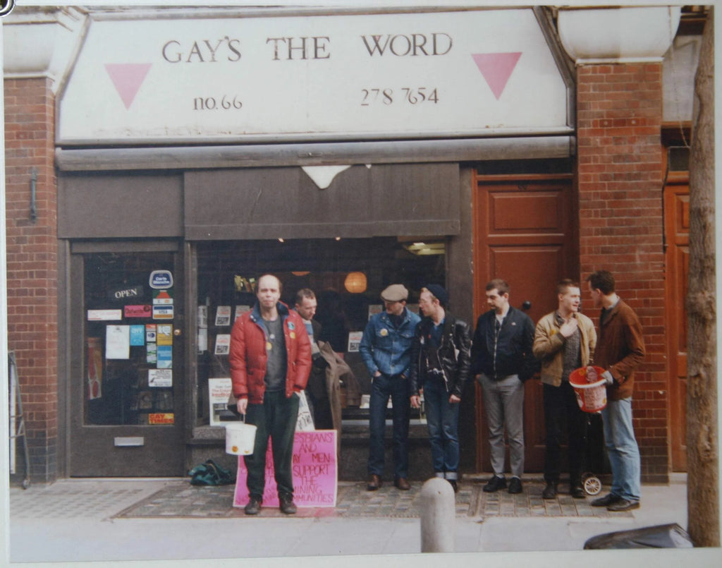 LGSM fundraising outside Gay's The Word, a gay book shop in London