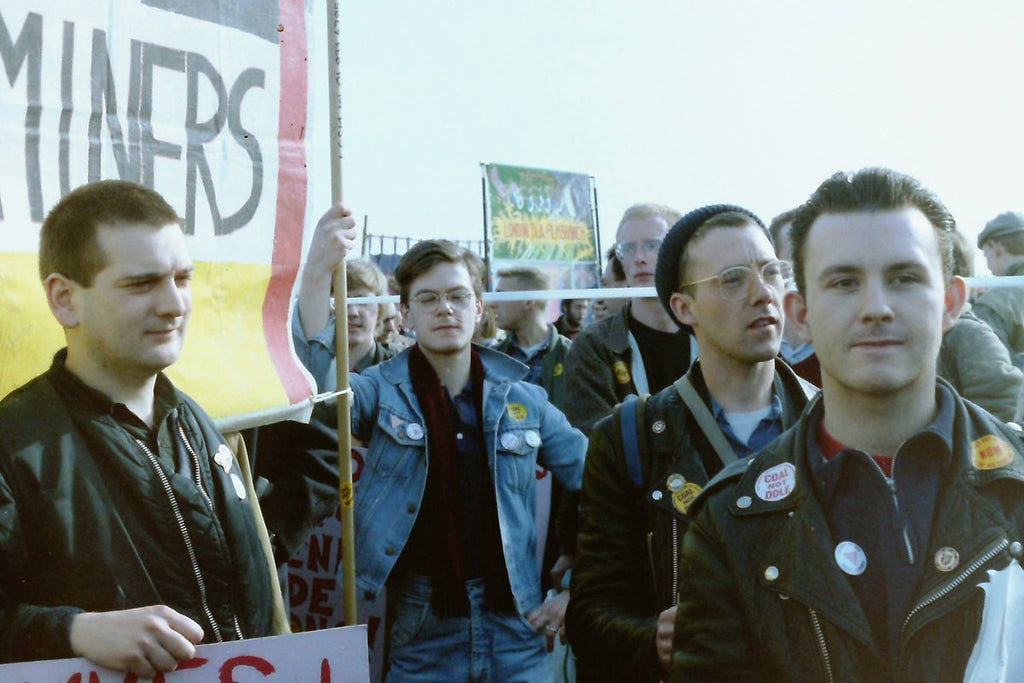 Mark Ashton and Mike Jackson marching for miners