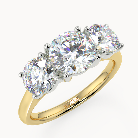 Roma trilogy engagement ring image, three round diamonds