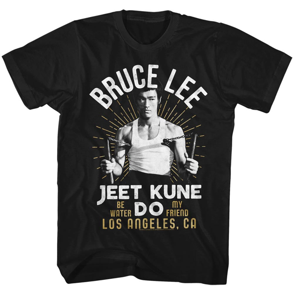 Bruce Lee White Gold Mens T-Shirt - Kiditude