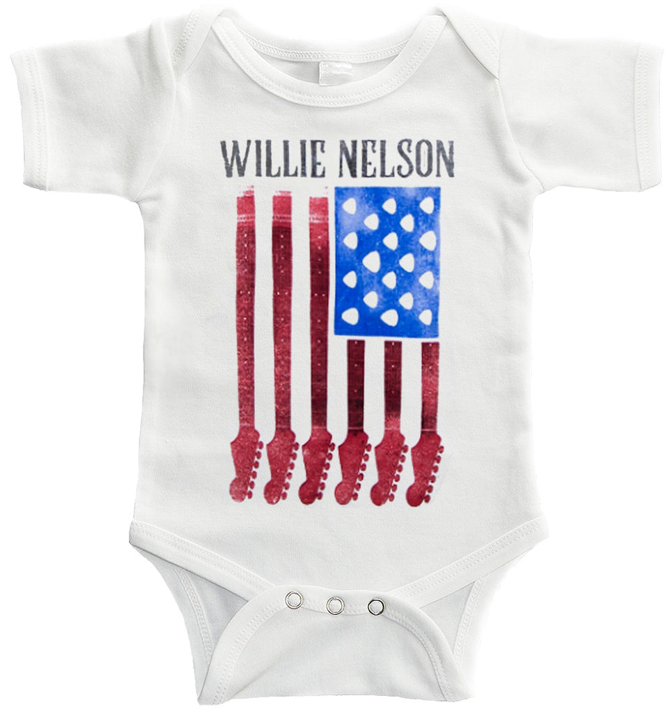 Willie Nelson Guitar Flag Baby One Piece - Kiditude