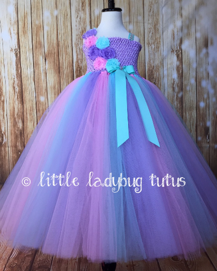 Aqua Pink Lavender Tutu Dress, Aqua Flower Girl Dress, Aqua Pink and L ...