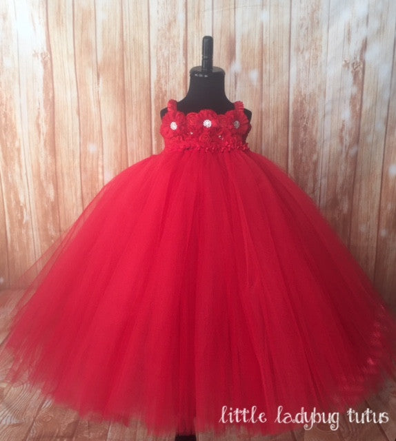 girls red tulle dress