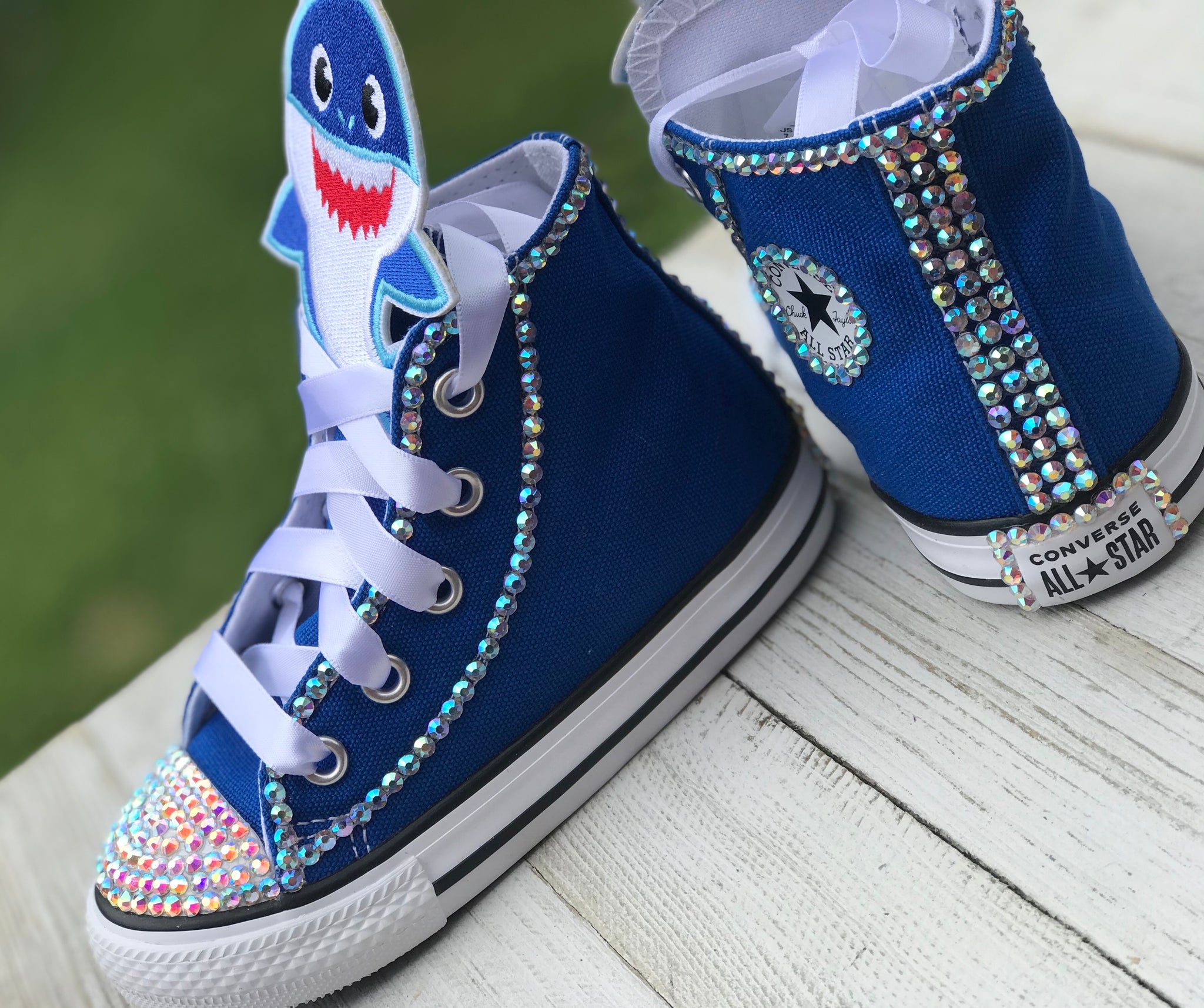 Baby Shark Blue Converse, Infants and Toddler Shoe Size 2-10 (Hard Sol ...