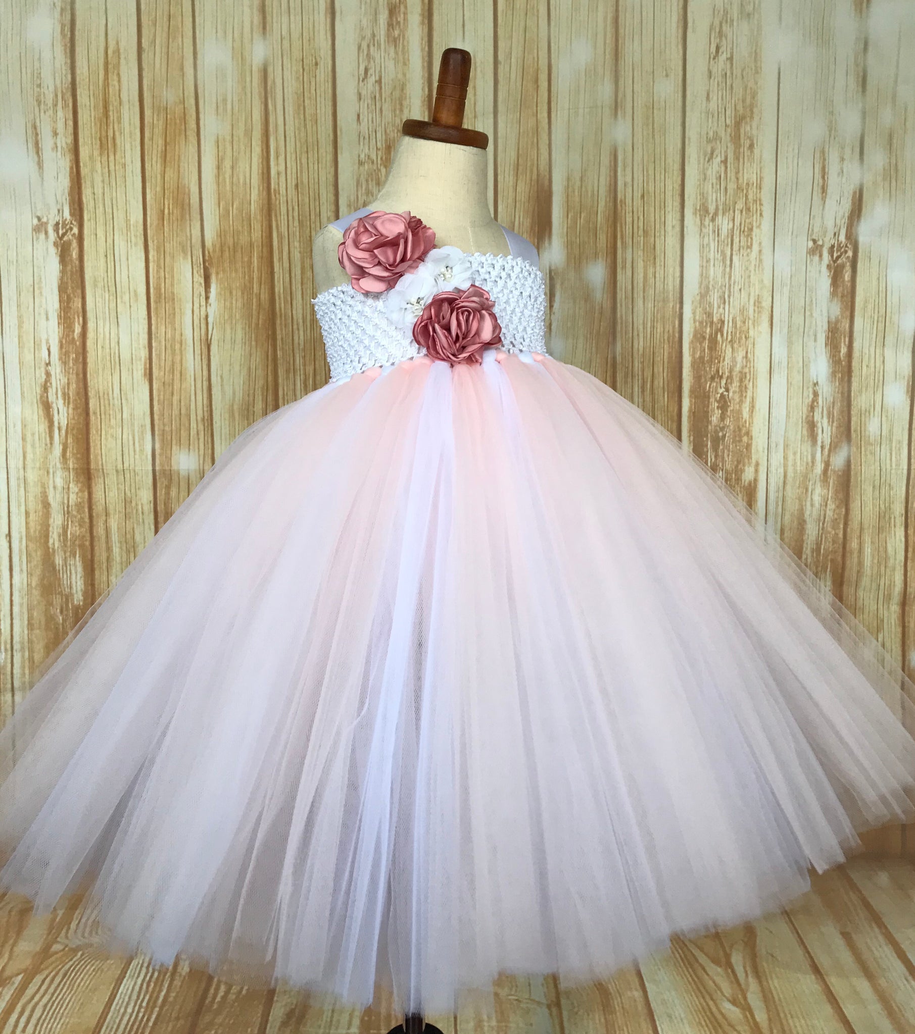 Blush Flower Girl Dress, Blush and White Flower Girl Dress | Little ...