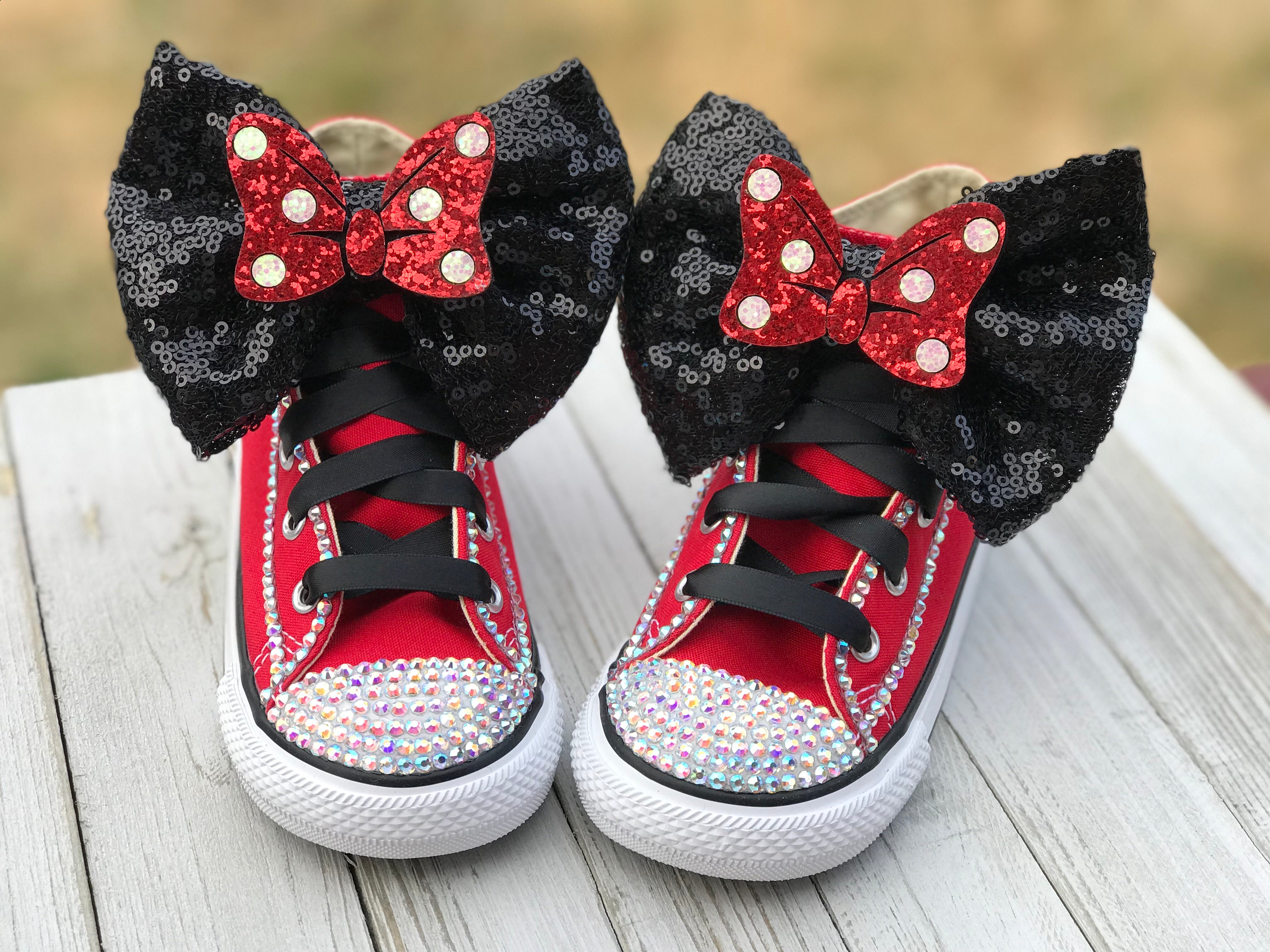 Minnie Mouse Blinged Converse Shoes 