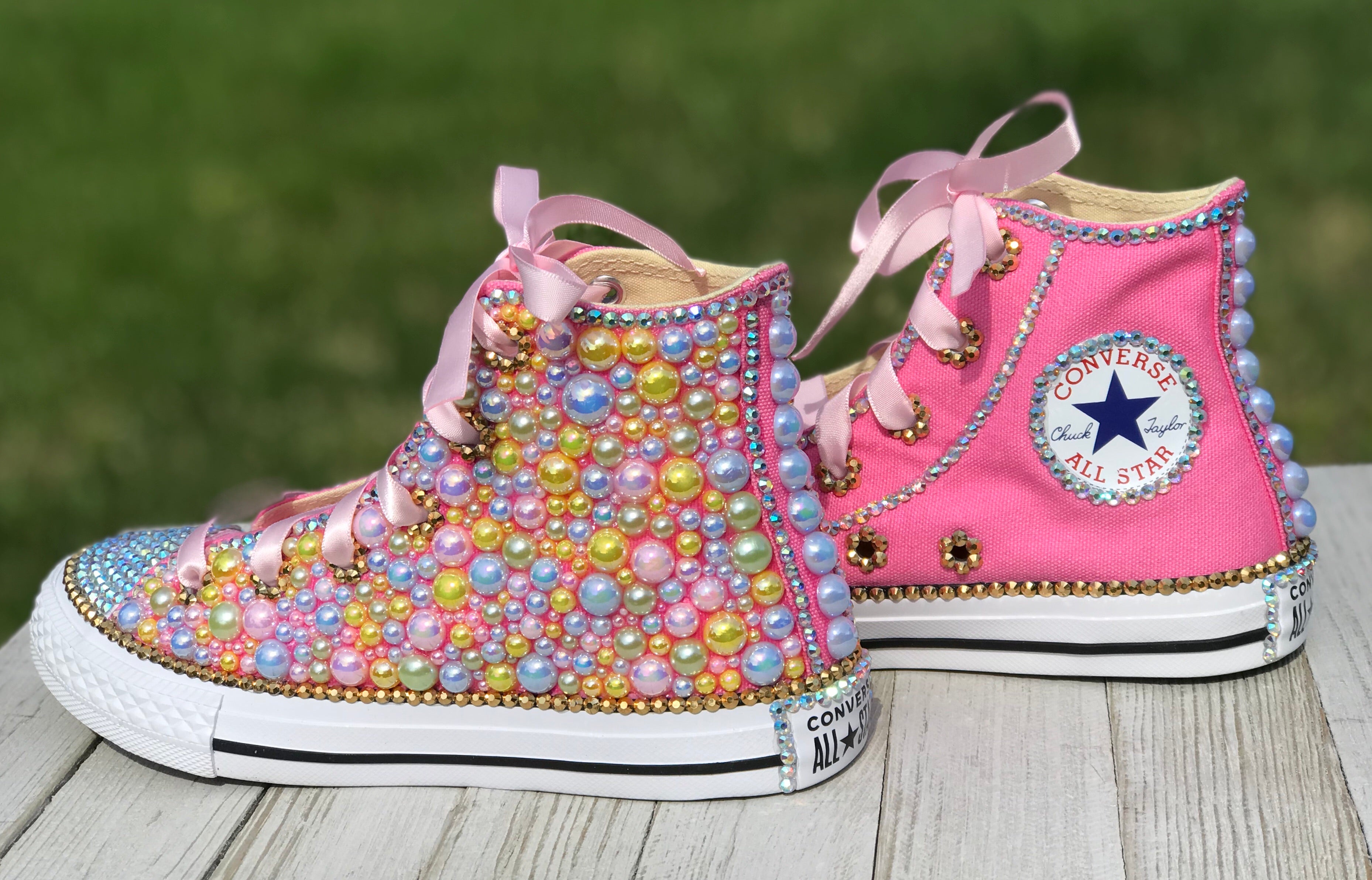 pink and yellow converse