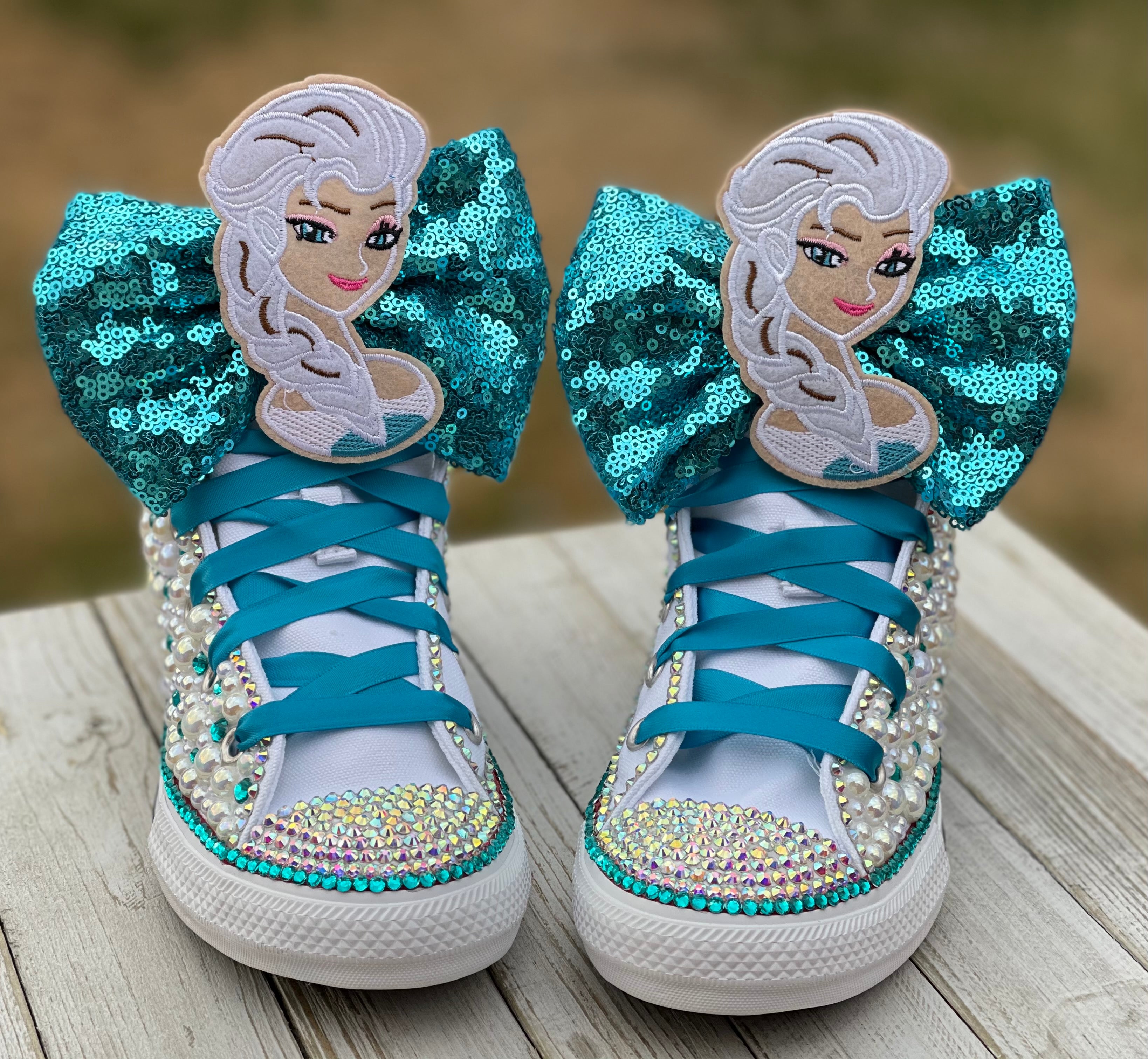 Girls Frozen Elsa Blinged Converse Sneakers | Little Ladybug Tutus