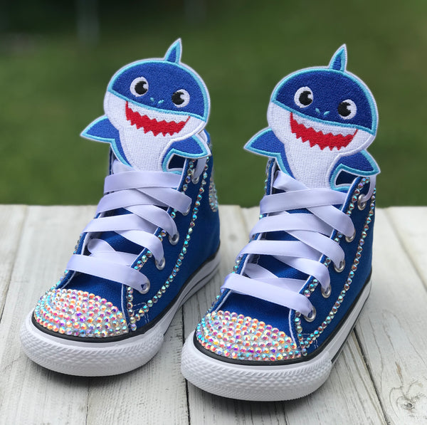 Baby Shark Blue Converse, Infants and Toddler Shoe Size 2-10 (Hard Sol ...