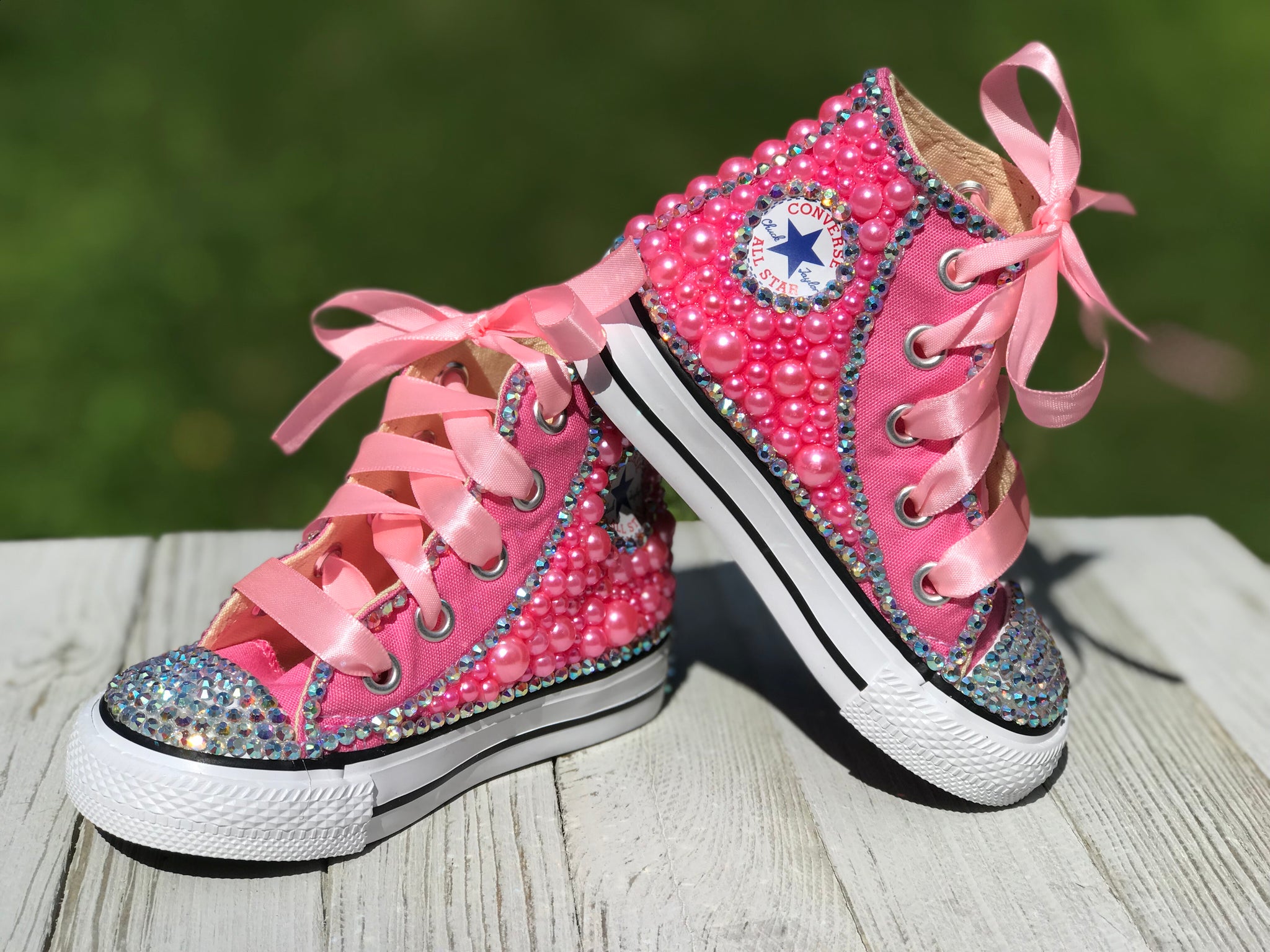 pink baby converse with rhinestones