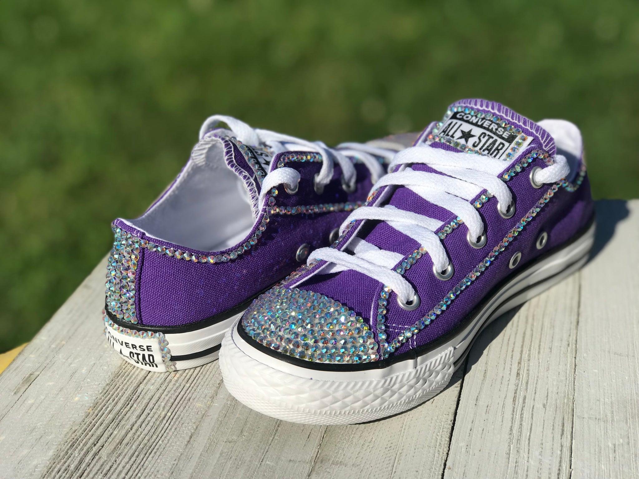 purple low top converse