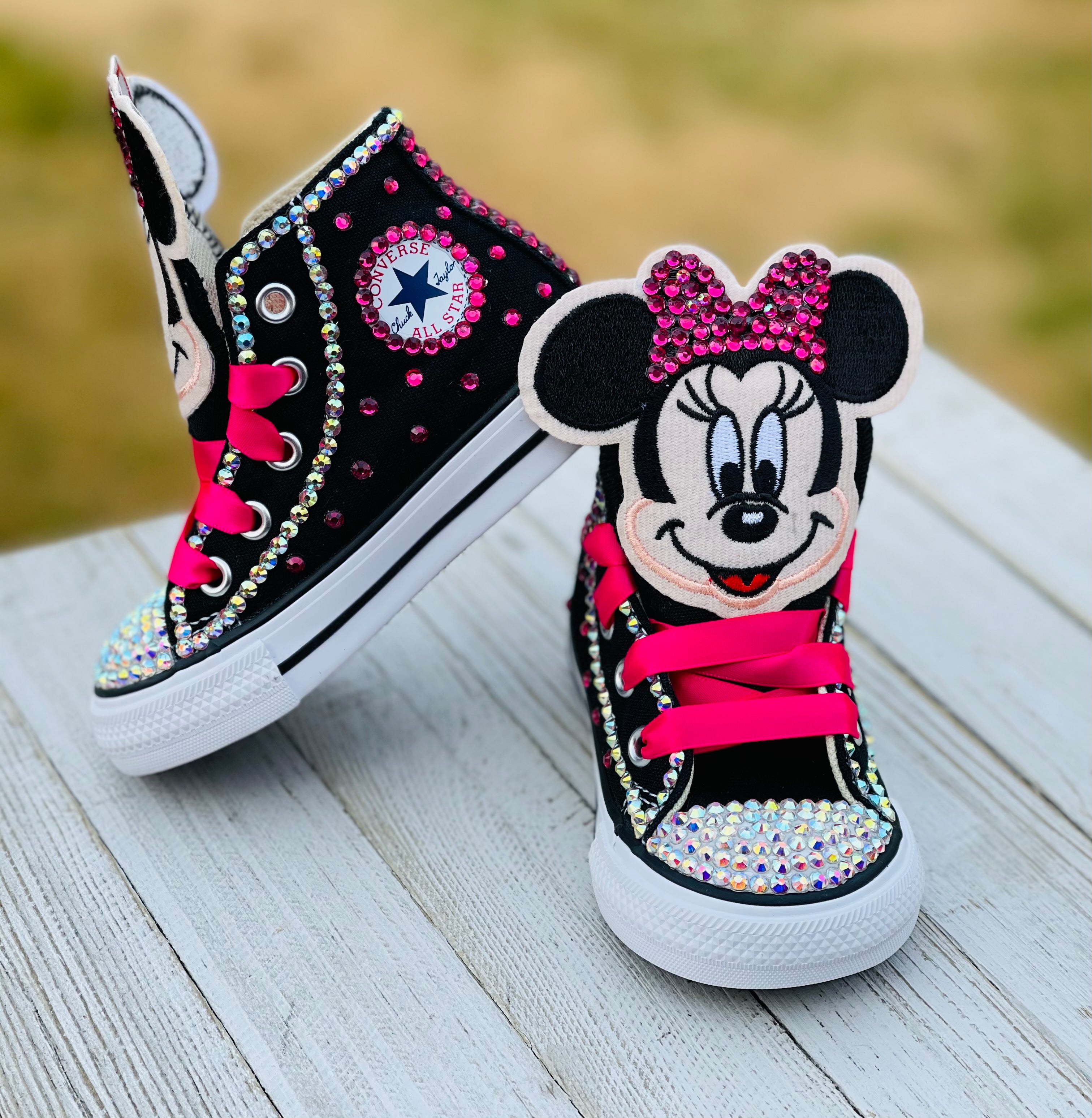 Girls Blinged Minnie Mouse Converse Sneakers | Little Ladybug Tutus