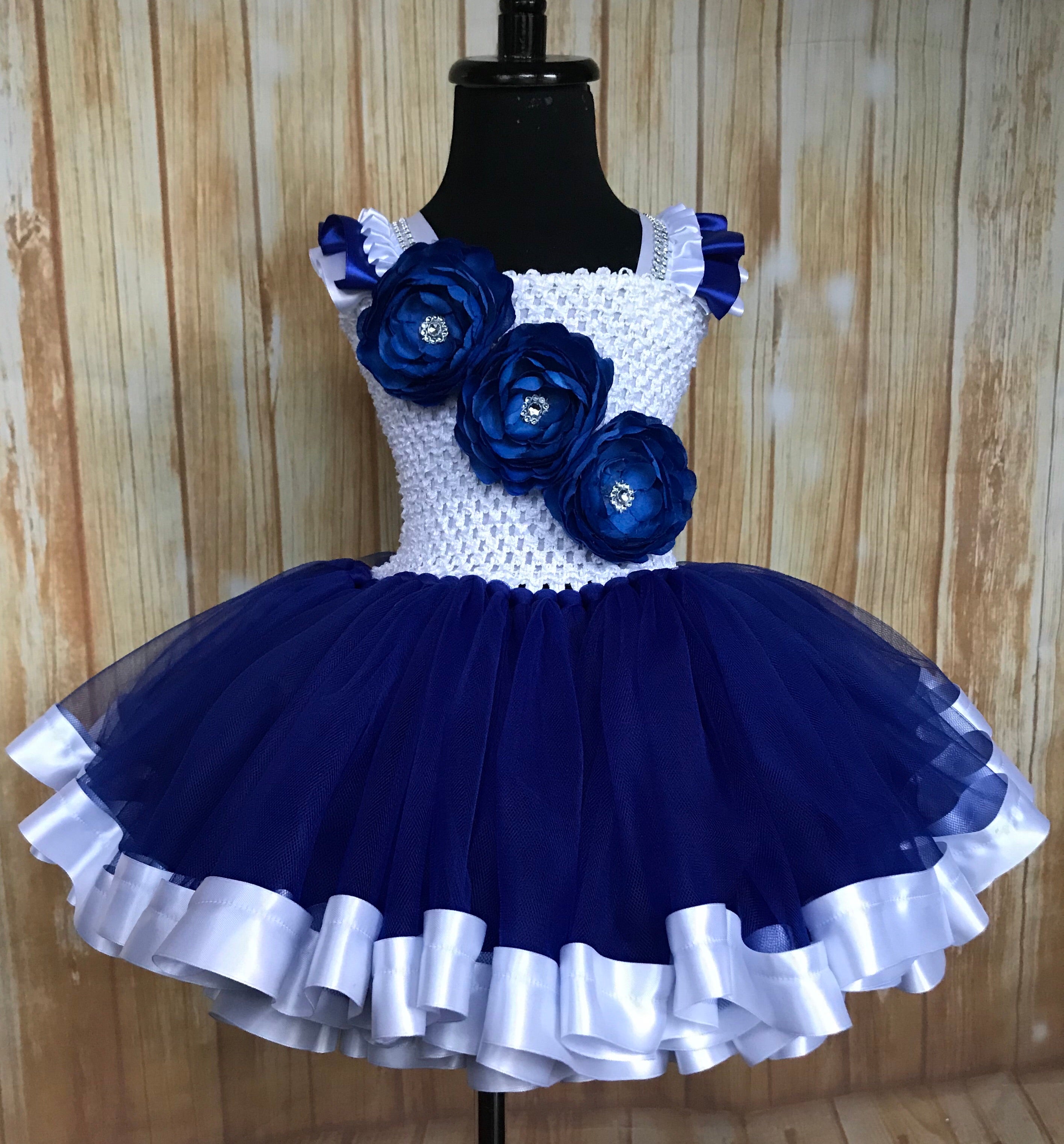 banjo vervangen rivaal Royal Blue and White Ribbon Trim Tutu, Blue Tutu Dress | Little Ladybug  Tutus