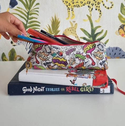 Pencil case made from fabric offcuts