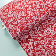 red foliage christmas cotton fabric