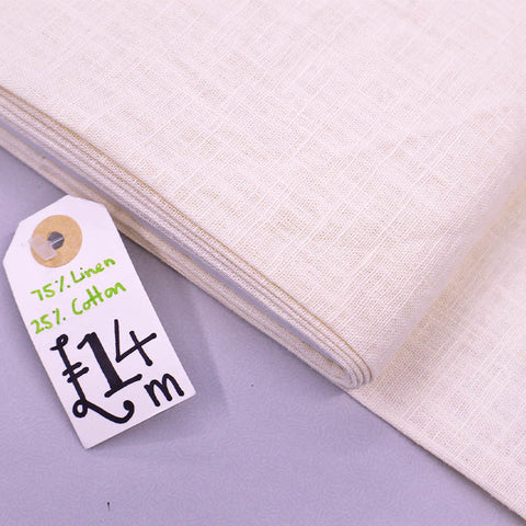 75% Linen 25% Cotton Cream Linen Fabric