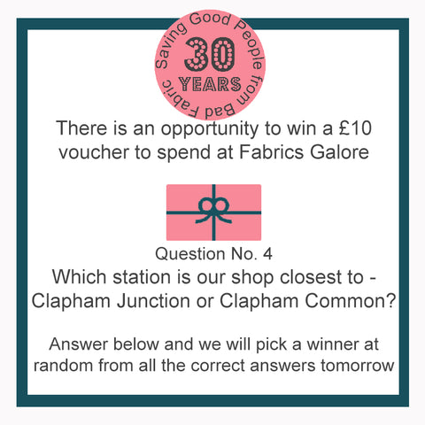 Fabrics Galore London 30th Birthday Quiz