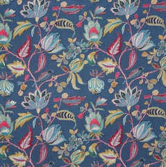 Blue floral furnishing fabric