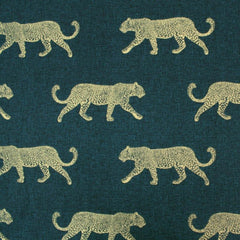 Leopard print fabric gold and petrol 
