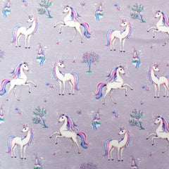 Fabrics Galore Organic Cotton Unicorn Lilac