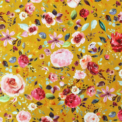 Organic Cotton Jersey Floral Yellow