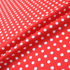 Red polka dot cotton fabric