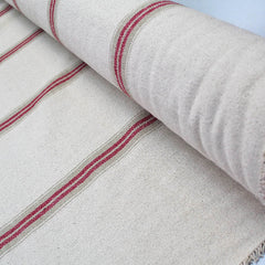 red and natural ticking stripe fabric