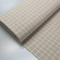 Linen and cotton beige check fabric