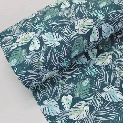 Palm Print Loop Back organic Sweatshirt fabric