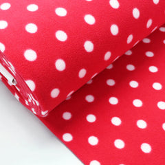 Red fleece fabric with white spots