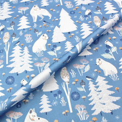 pale blue fox christmas fabric