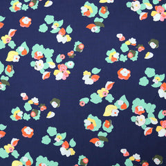 Navy floral viscose fabric