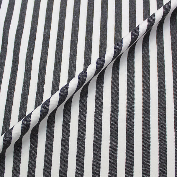 Striped Cotton Twill Fabric | Charcoal Grey and White Stripe - Fabrics ...