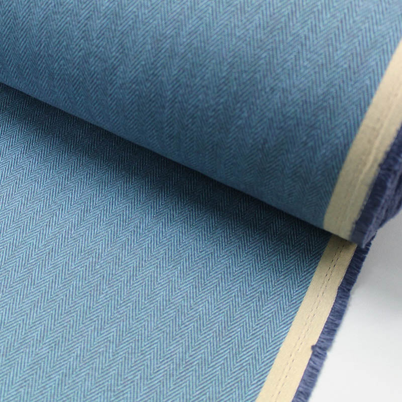 Mid Blue Furnishing Herringbone Fabric | Fabrics Galore