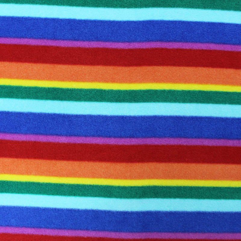 Polar Fleece Fabric | Rainbow Stripe Print | Fabrics Galore