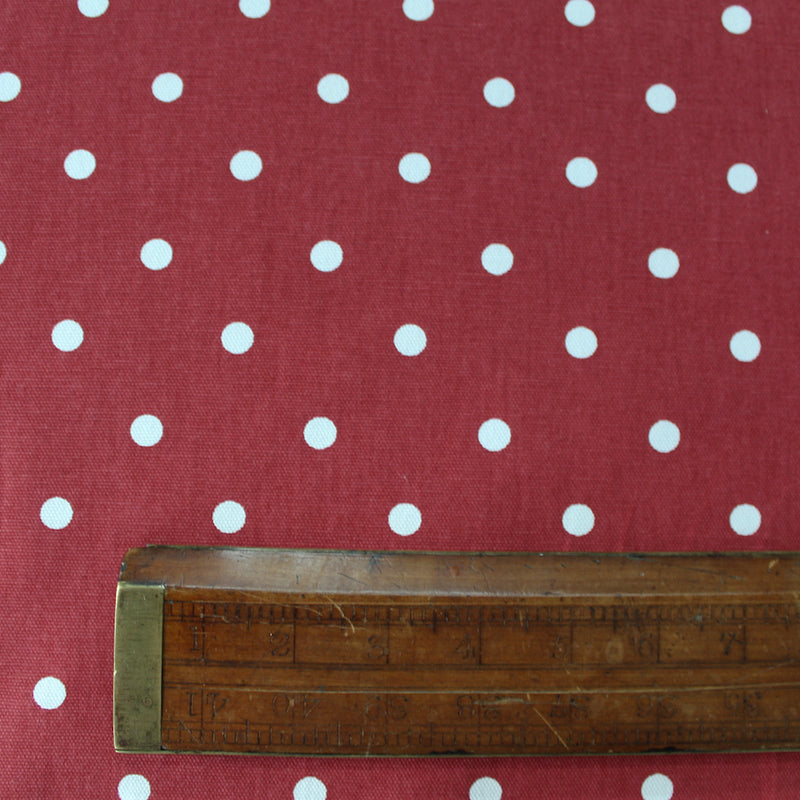 Red Spotted Furnishing Fabric | 100% cotton | Fabrics Galore