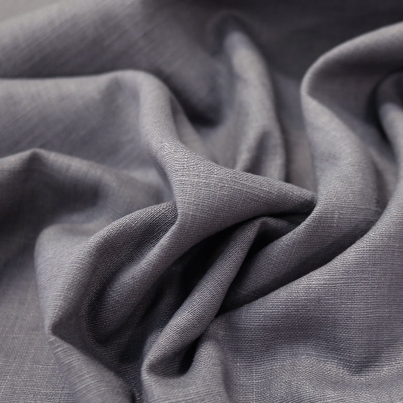 Dressmaking Washed Linen - Plain Dark Pewter Grey - Fabrics Galore