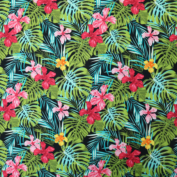 Tropical Palms & Flowers Print Cotton - Multicoloured – Fabrics Galore