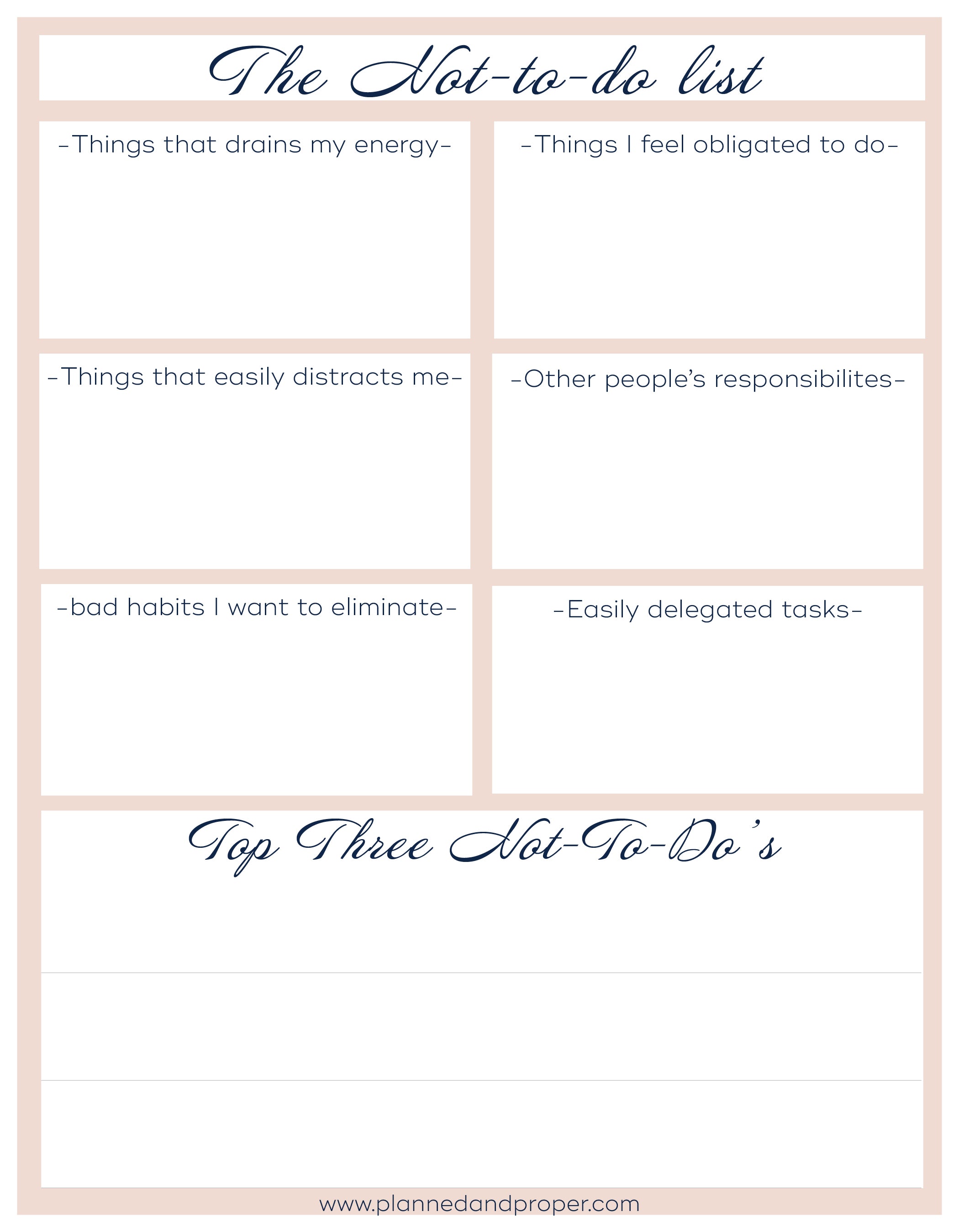 Write down your Not-To-Do List! – Planned and Proper