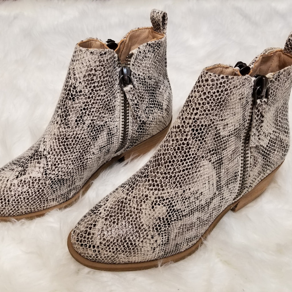 snakeskin bootie