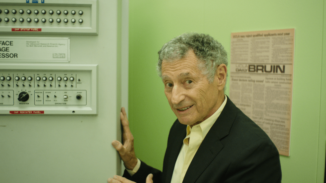 Leonard Kleinrock, inventor of the internet, with one of the first routers