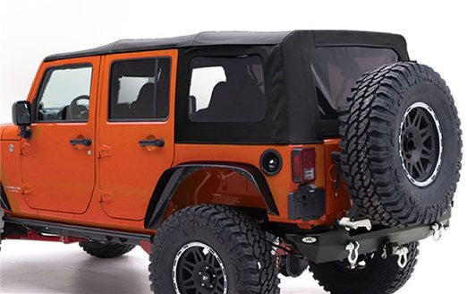2007-2009 Jeep Wrangler Unlimited Soft Top with Tinted Windows in Blac –  Rockriders