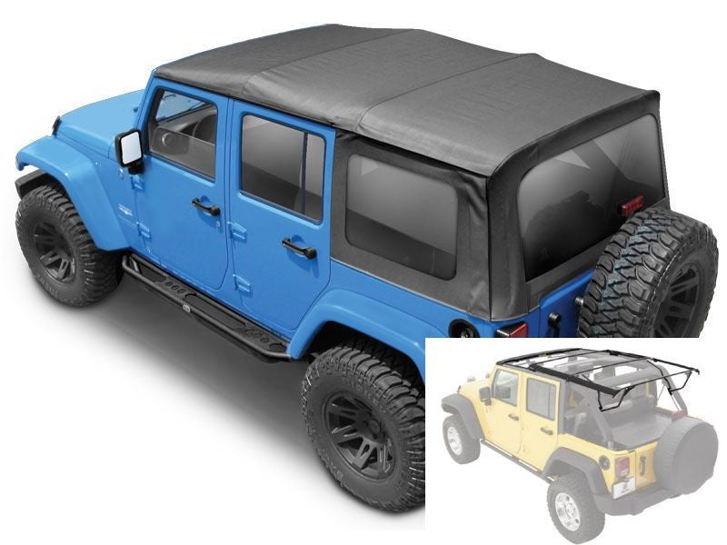 2007-2016 Jeep Wrangler Unlimited Complete Soft Top with Hardware in B –  Rockriders