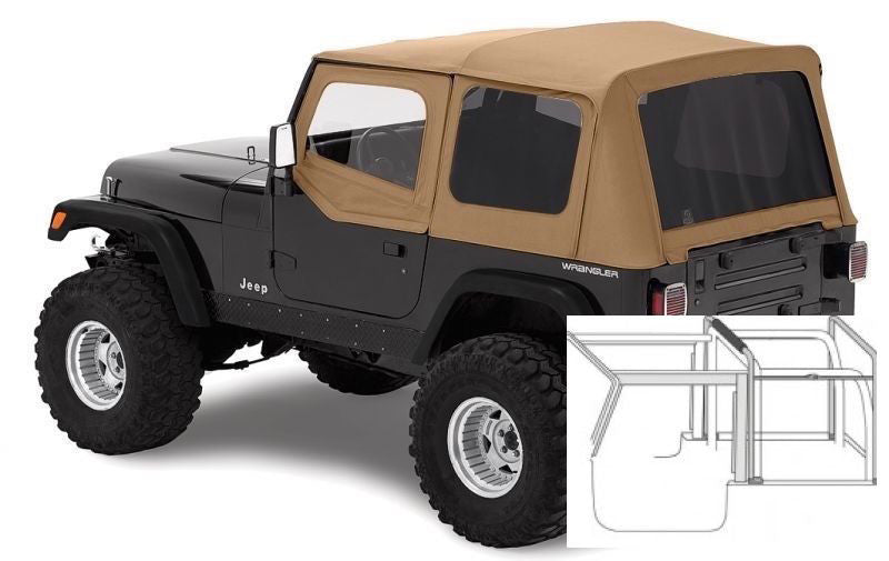 1988-1995 Jeep Wrangler Complete Soft Top with Hardware Spice/Tan –  Rockriders