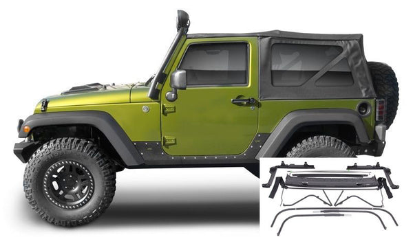 2007-2016 Jeep Wrangler 2 Door Complete Soft Top with Hardware in Blac –  Rockriders