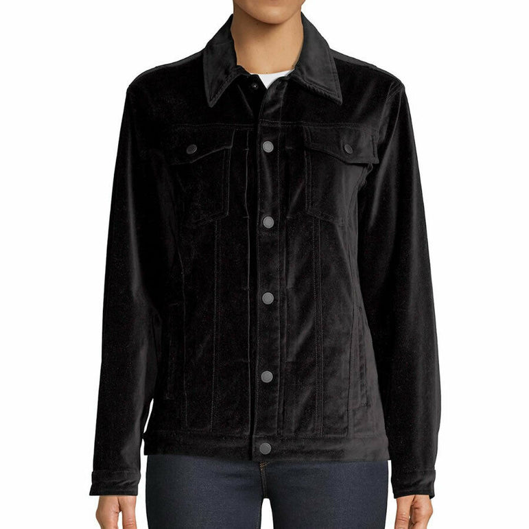 velvet trucker jacket womens